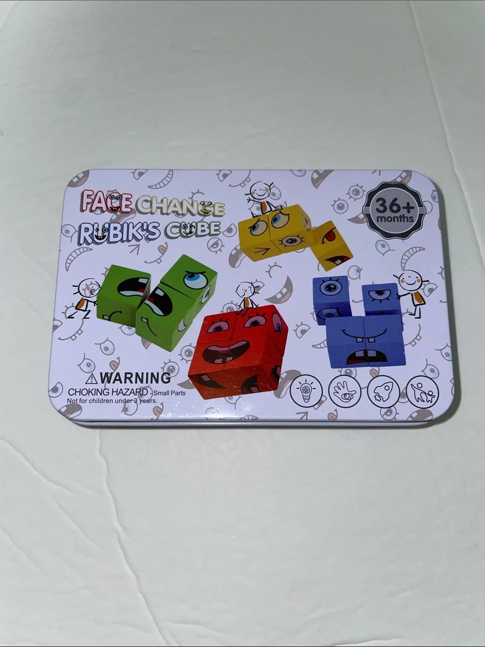 Colorful Face-Change Puzzle Tin Instruction Card